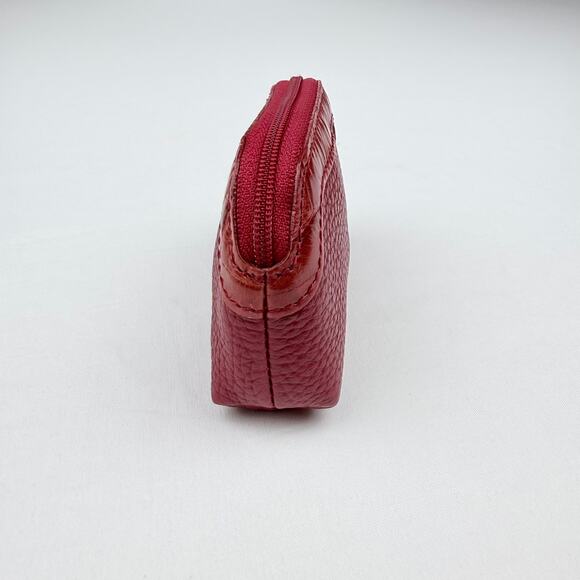 Brighton Red Pebbled Leather & Croc Embossed Coin Purse Heart Detail Zip Pouch - Picture 4 of 10